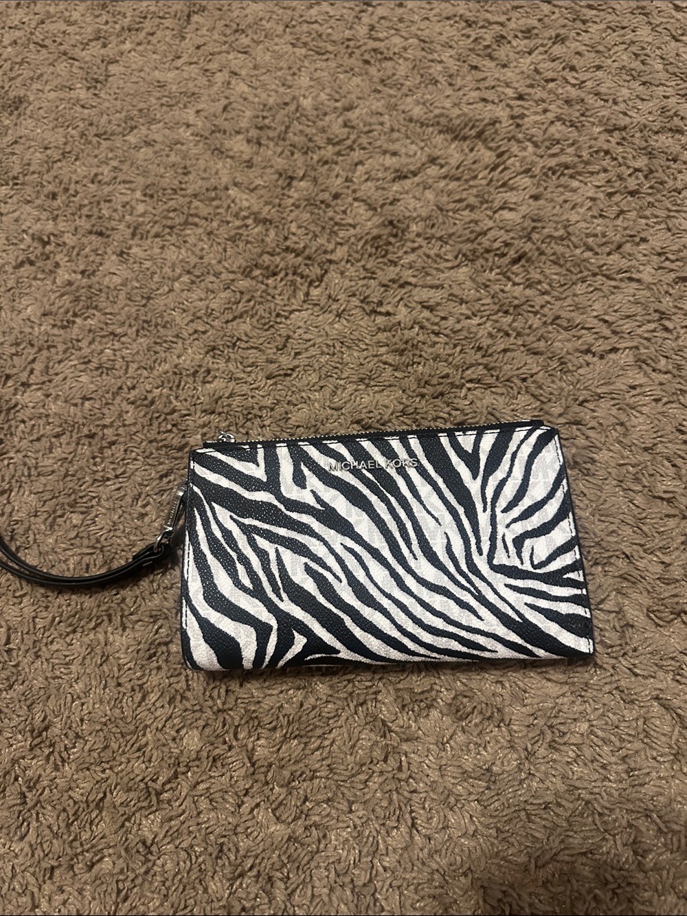 Michael Kors Black and White Zebra Print Wristlet Clutch